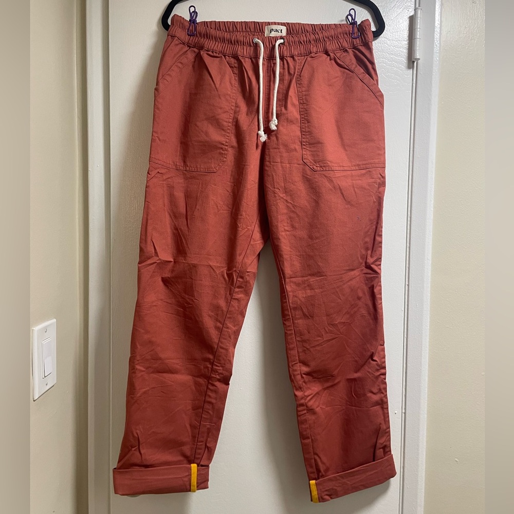 Pact Twill Elastic Waist Cropped Pants - L
